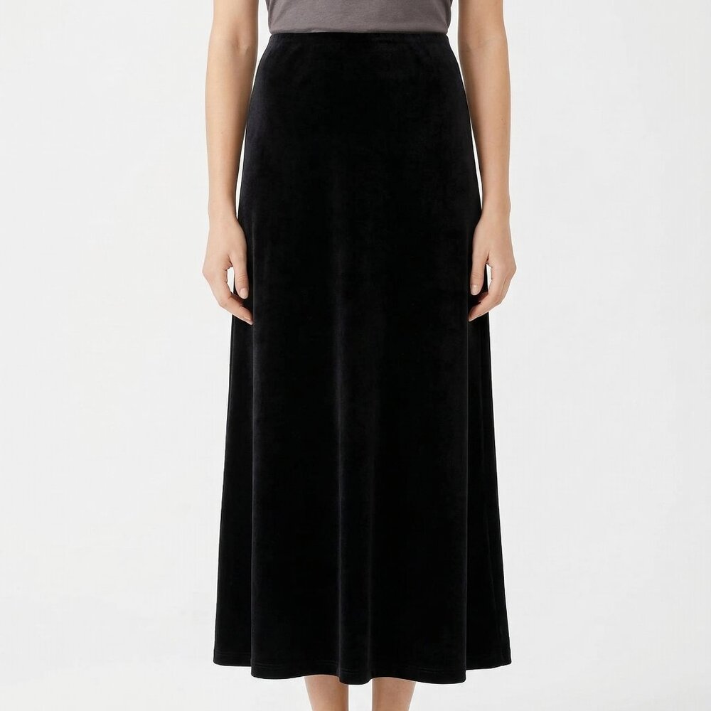 Vintage Coldwater Creek Skirt Black Velour Maxi Goth Grunge Whimsigoth M